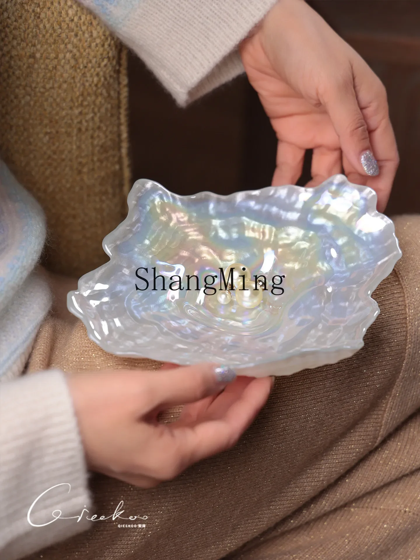 CLL imported artistic light luxury glass fruit plate household living room tea table snacks fruit jewelry storage