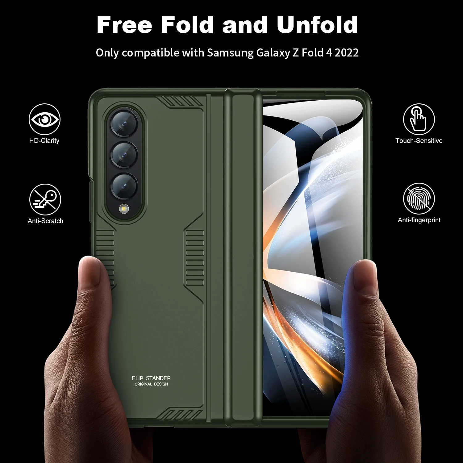 Shockproof Rugged Armor Case For Samsung Galaxy Z Fold 4 5 Hinge Protection Slim Case Hidden Kickstand Built-in Screen Protector