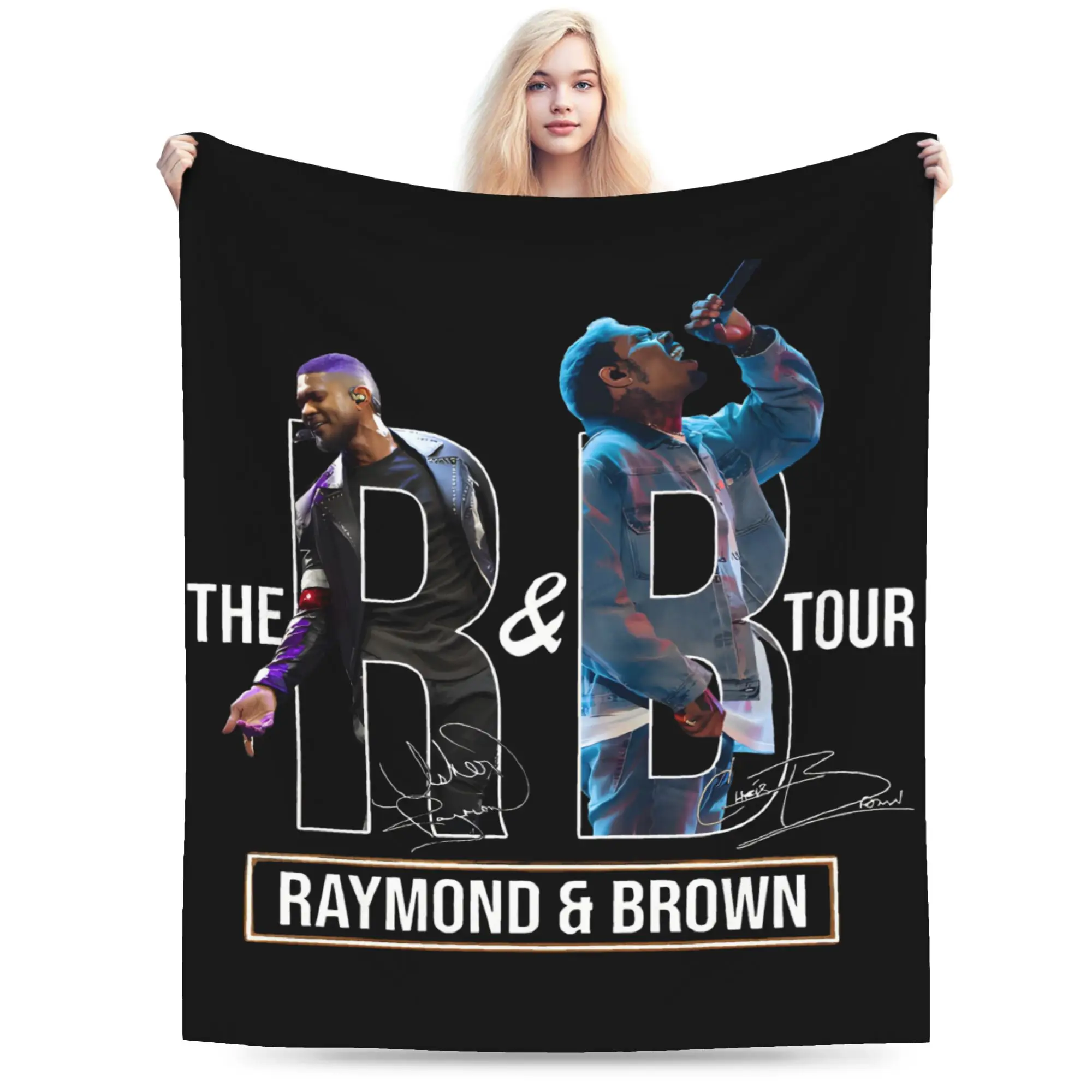 Chris Brown And Usher The Rb Tour Blanket Soft Funny Plush Throw Blanket For Girls Boys Home Decor Flannel Bedspread Bed Cover