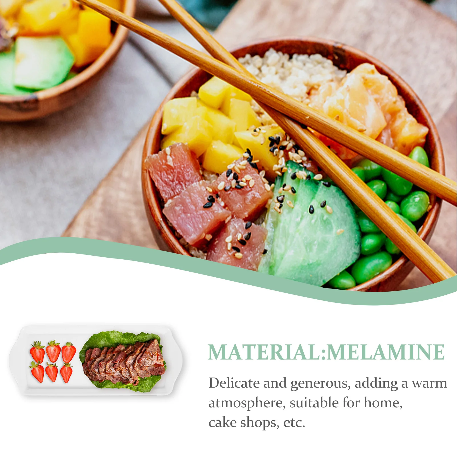 

Rectangular With Dual Handles Multi-Functional Food Serving Tray For Home Hotel Restaurant Tea Room Fruit Snack Bread