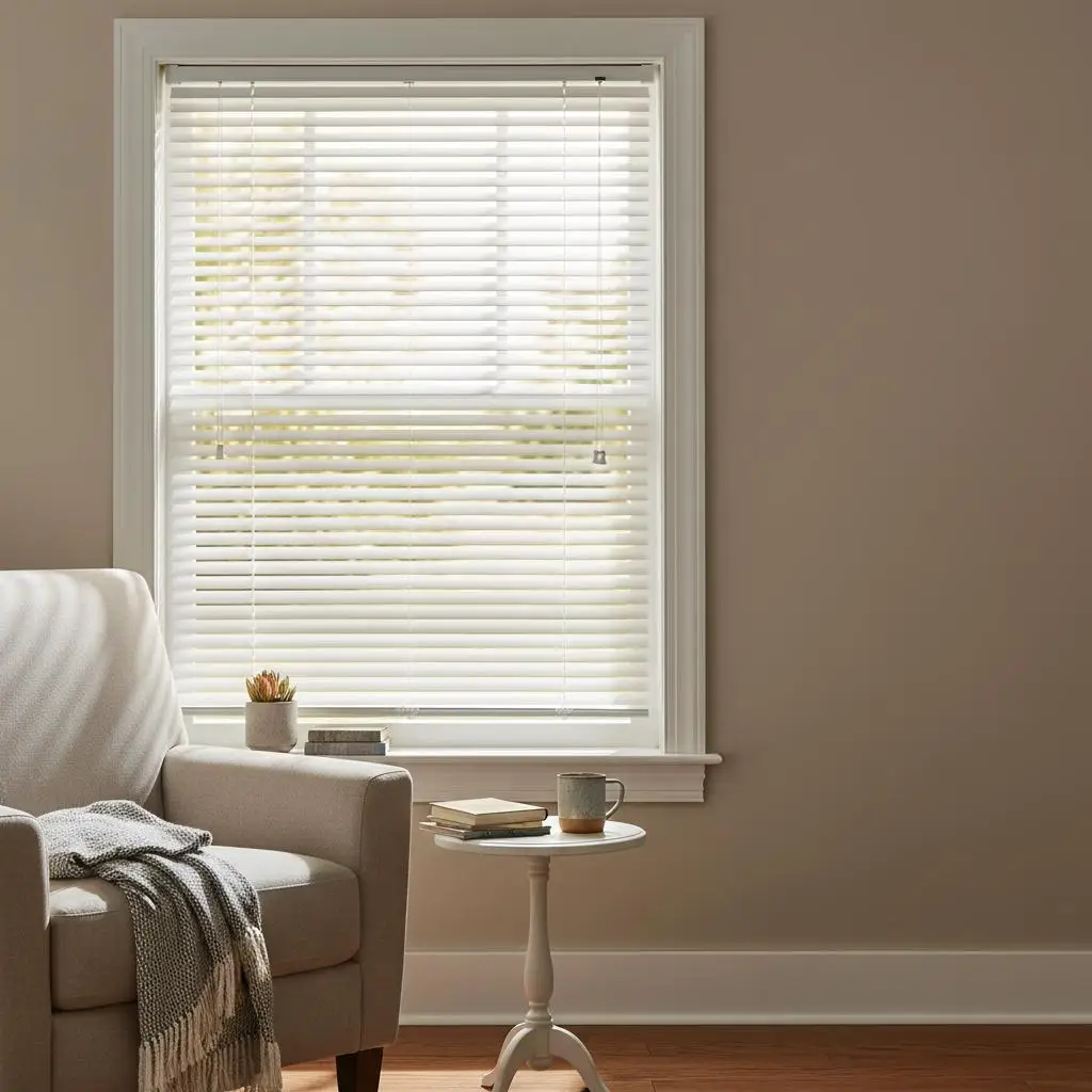 

Горизонтальные жалюзи 34 дюйма (Ш) x 48 дюймов (В) для гостиной, спальни, офиса, беспроводное управление, ручное управление, легкое управление освещением, виниловый материал