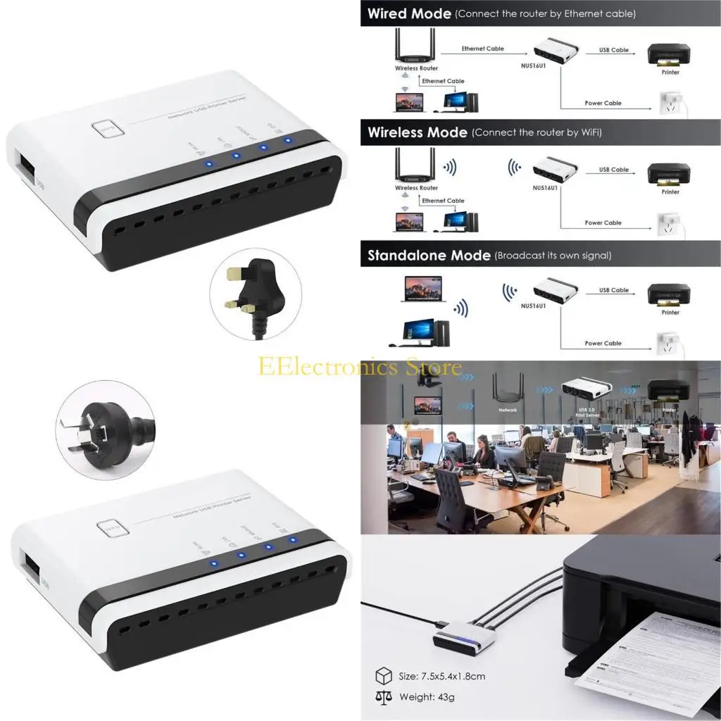 

B03C USB2.0 Сервер беспроводных принтеров с 10/100 Мбит/с LAN/Bridge Nu516u1 Поддержка