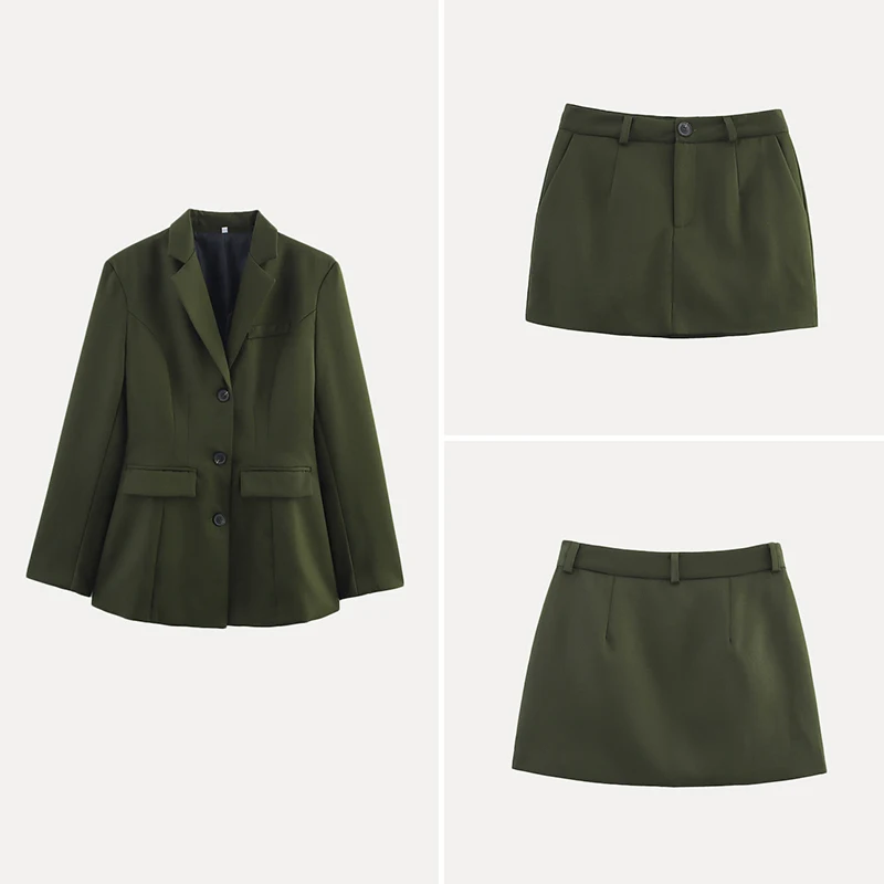 

Ele Long Sve Skirt Set for Women Spring 2025 Polyester Fiber Faionable Workwear ort Skirt Ensemble