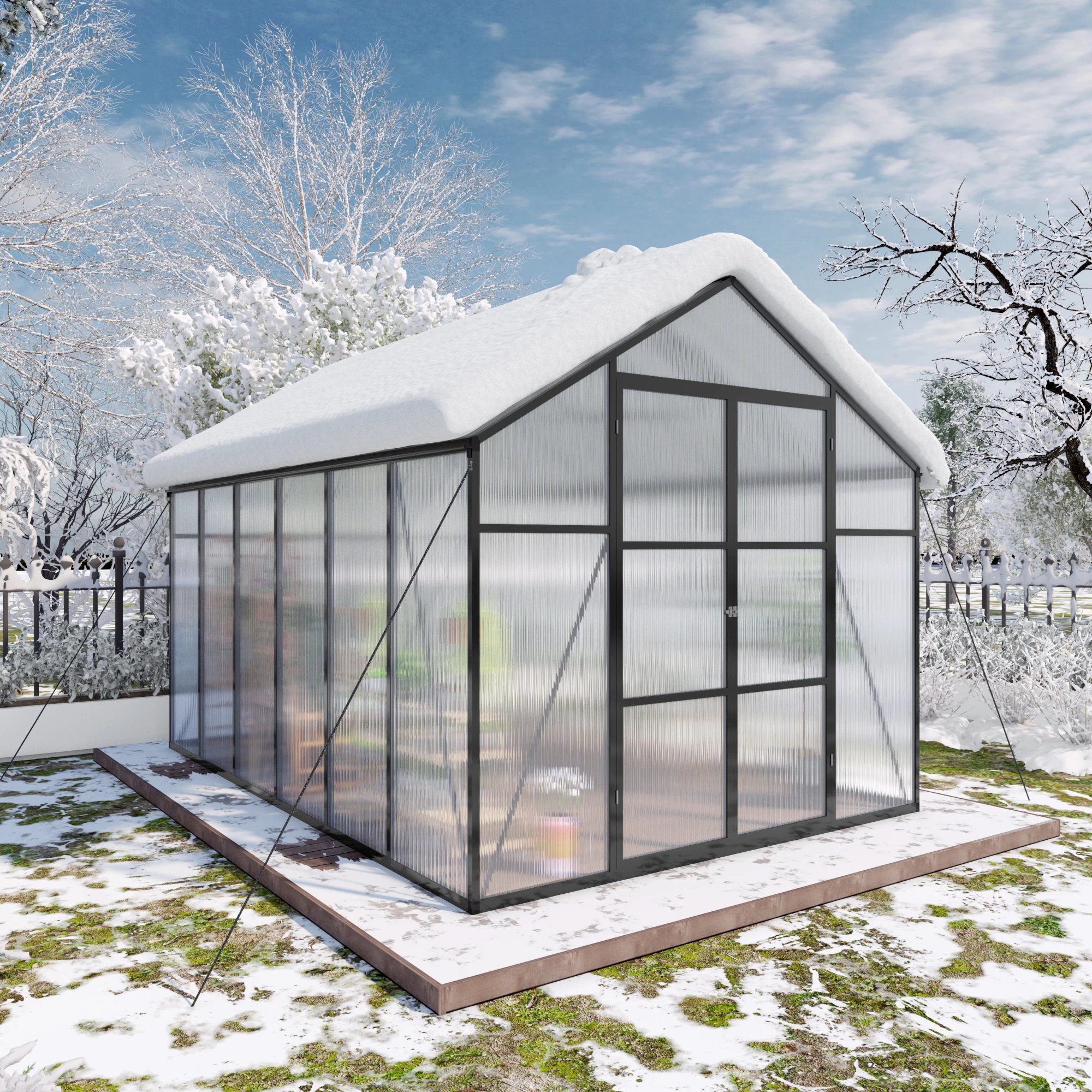 

Садовая теплица SUSUA 8x12 футов, новая конструкция, из поликарбоната, с приподнятым основанием и алюминиевыми анкерными опорами, усиленная, для использования в качестве пристройки к саду.