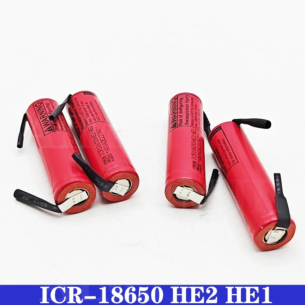100% Original INR 18650 HE2 HE1 descarga 3,7 V 2500mAh 18650 batería recargable linterna de juguete batería de litio + DIY Nicke