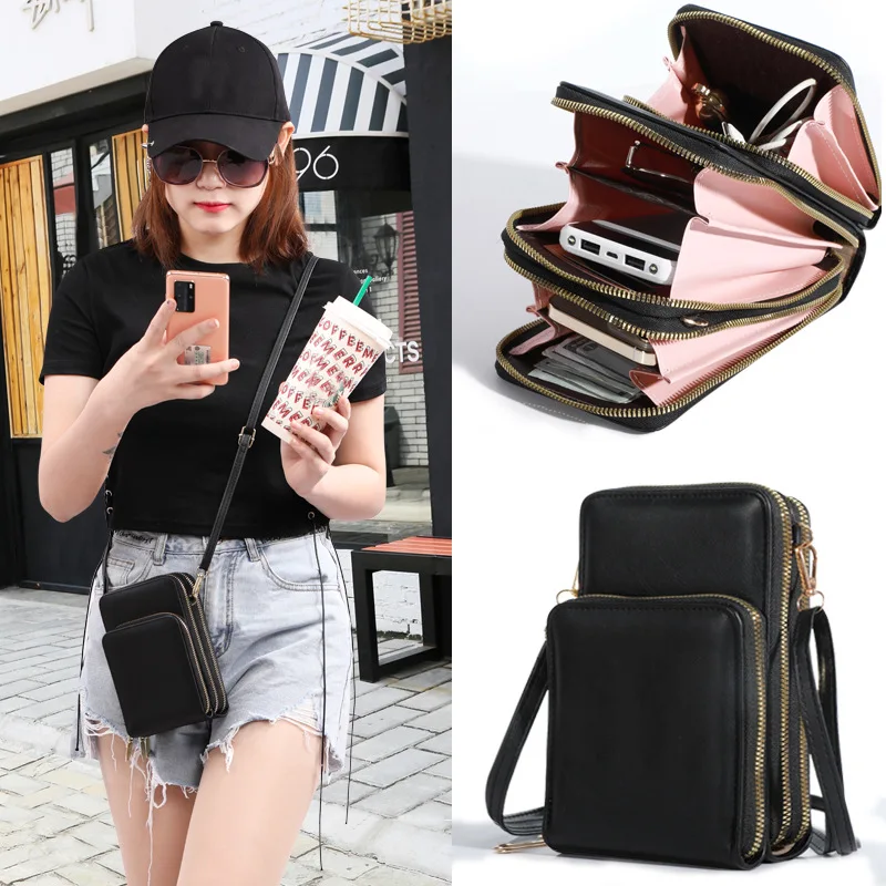 Elegante Mode-Handytasche für Damen Schlankes Kompaktes Sicheres Design für Reisen Unverzichtbar Passend für Handy Große Scheine Karten Kleine Kosmetik