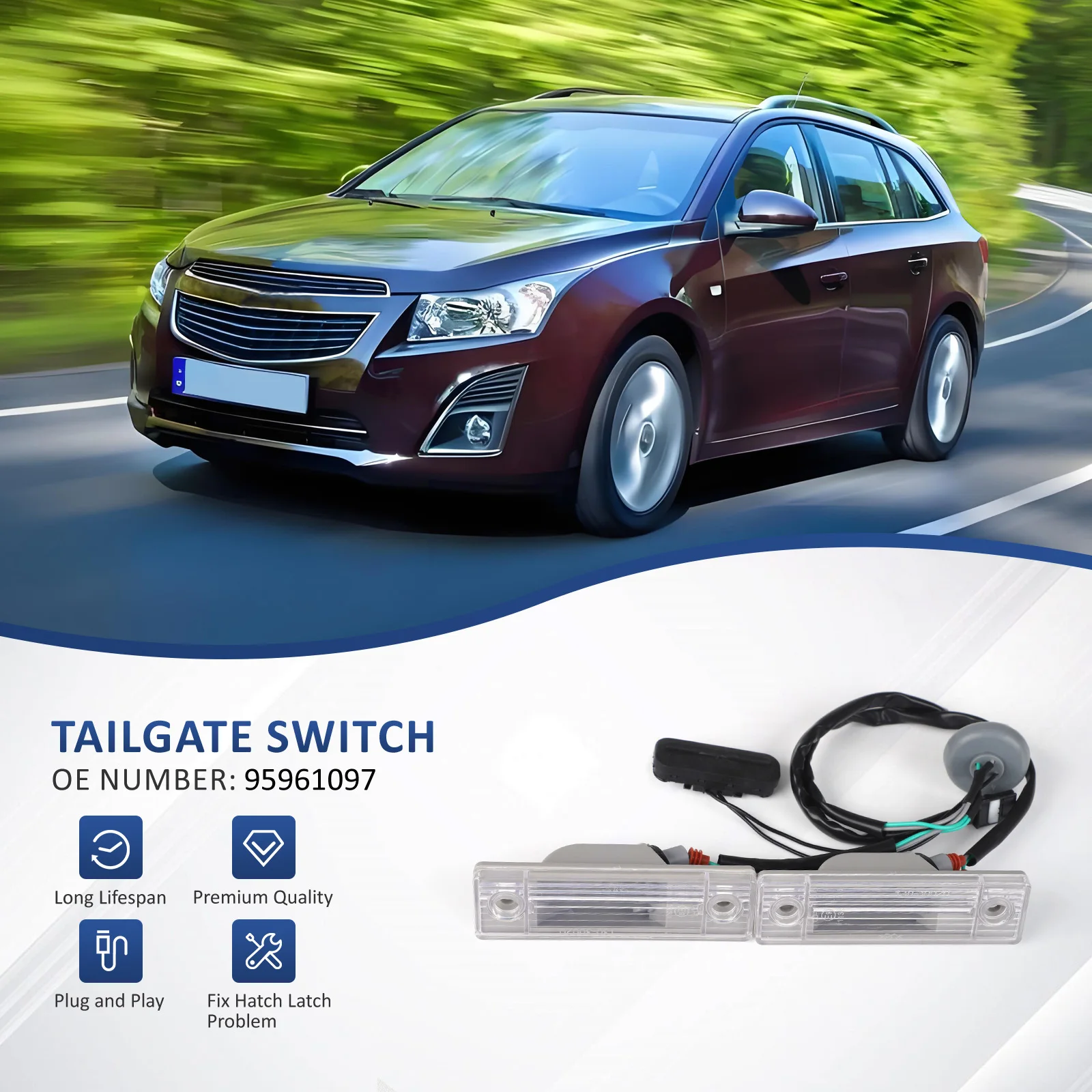 

95961097 95233776 Trunk Lid Release Switch Button Repair Kit 2014 Cruze Diesel Sedan 4-Door 2.0L 1956CC 119Cu. In. l4 DIESEL