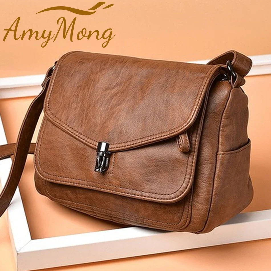 Women Fashion High Quality Leather Handbag Purses Female Retro Shoulder Crossbody Messenger Bag Luxury Designer Sac for Ladies