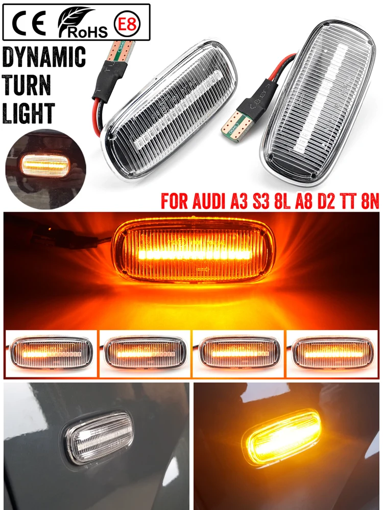 2pcs For Audi A3 8L LED Dynamic Side Marker Light Turn Signal Light Indicator auto parts view 6