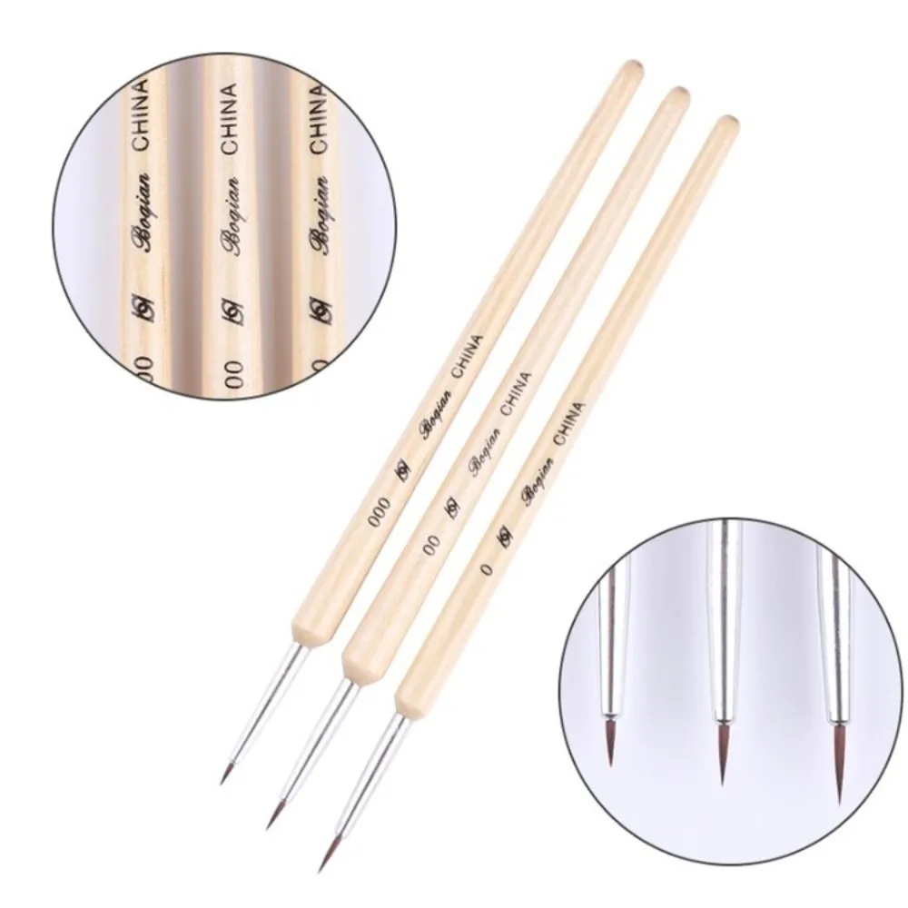 3Pcs Set Multifunction Nail Art Liner Brushes 3D Tips Fine Liner Points French Nail Design Brushes Professional Wooden Handle