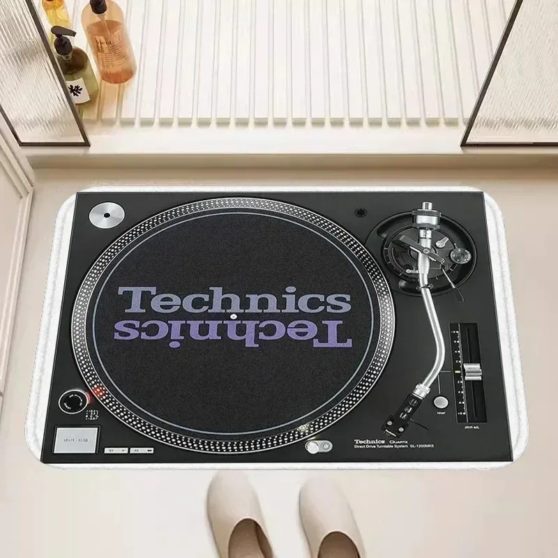 Modern Technics Record Player Theme Carpet for Living Room Decor Bedroom Kitchen Entrance Door Mat Bedside Area Soft Foot Mat