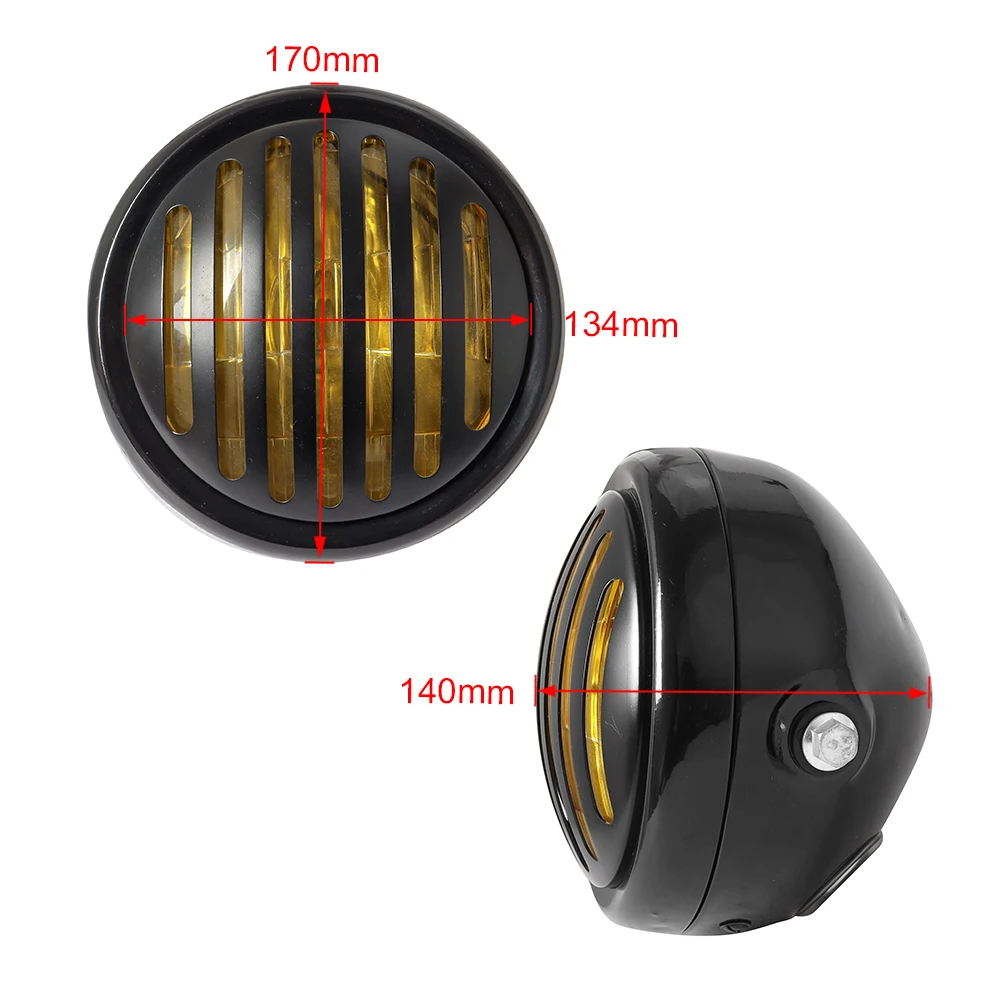 Metal Retro Headlight Round Motorcycle Grill Headlight Motorbike Retro Headlights Motor Moto Scooter Halogen Headlight