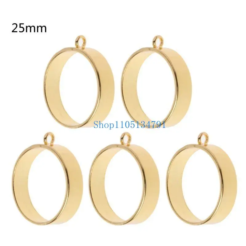 

98km 5 Piece Keyrings Gift for Women Girls DIY Round Framework Jewelry Making Pendant Blanks Open Back Bezels for Key Chain D