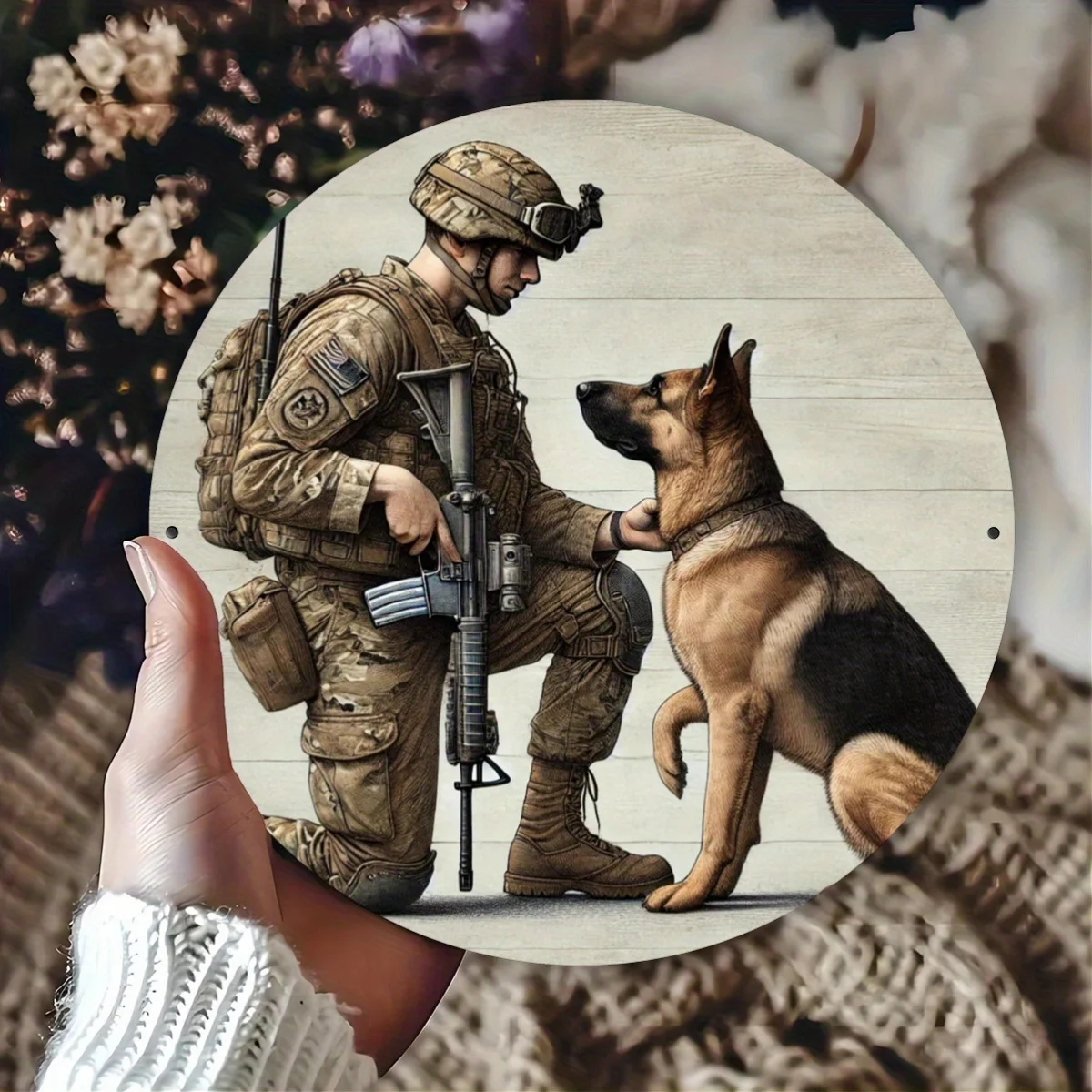 2D Flat, 2D Flat, 2D Flat A Soldier-Themed 2D Flat Print, Stylish Round Wall Decoration That Captivates - Garden Decor, Art for