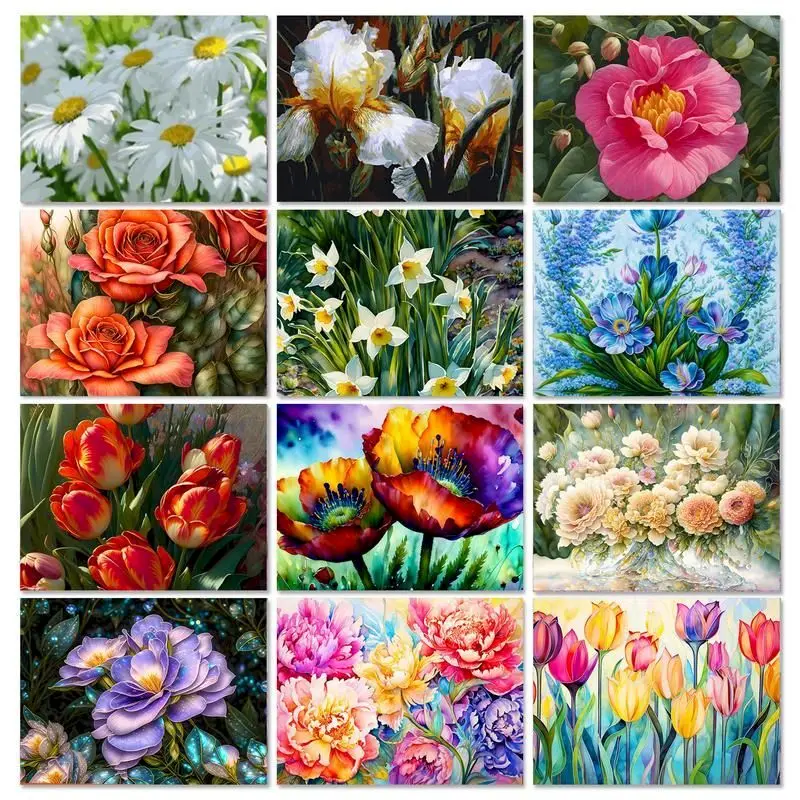 

GATYZTORY Frame Oil Painting By Numbers Kits Flower Canvas Painting Acrylic Paint For Pictures By Numbers Home Wall Decor