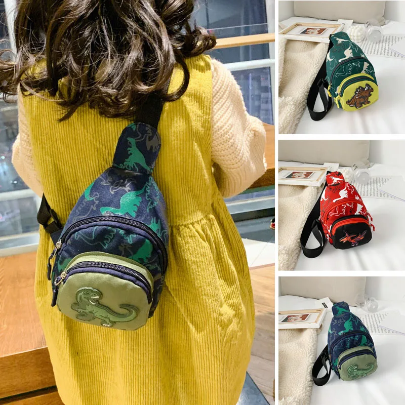 

Fashion Kids Chest Bags Cartoon Dinosaur Crossbody Bag Lightweight Zipper Handbags Children Coin Purse Boys Girls Messenger Bag