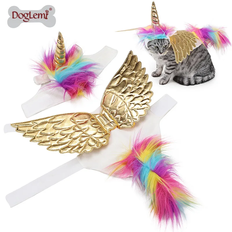

2026 New Halloween Pet Costume, Golden Unicorn Transform Outfit for Cats, Cute Fancy Apparel for Party & Outdoor Wear