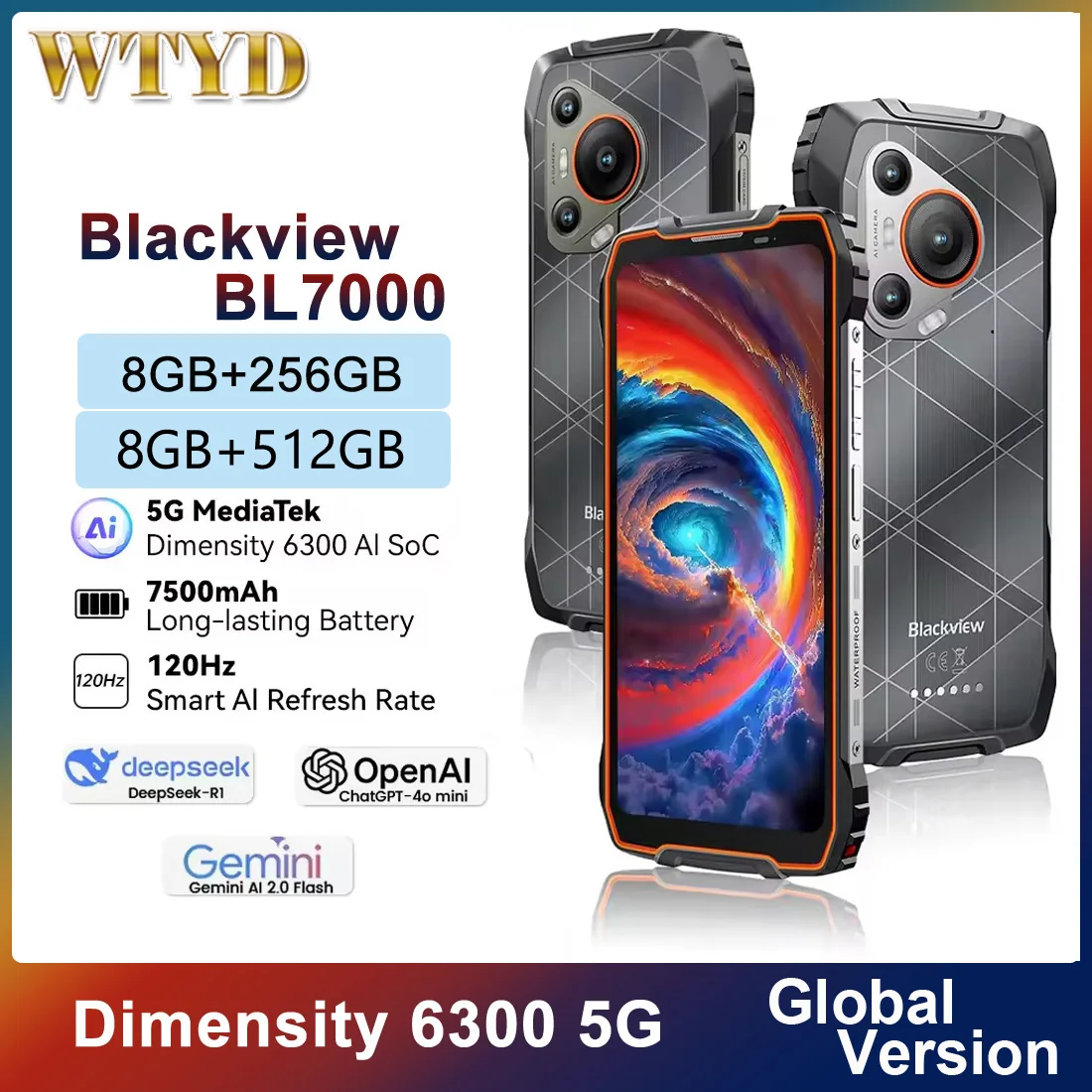 かにみそさん専用【新品】Blackview BL7000 5G 本体その他 BLACKVIEW BL7000 5G AIタフネススマホ 8GB+256GB/512GB 6.78インチ HD