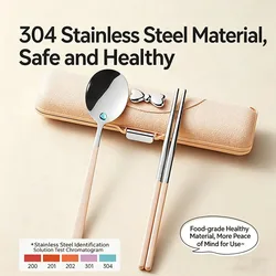 2PCS Stainless Steel Cutlery Set with Spoon Chopsticks Storage Box Gift Portable Cutlery Set for Outdoor,camping,School,Travel