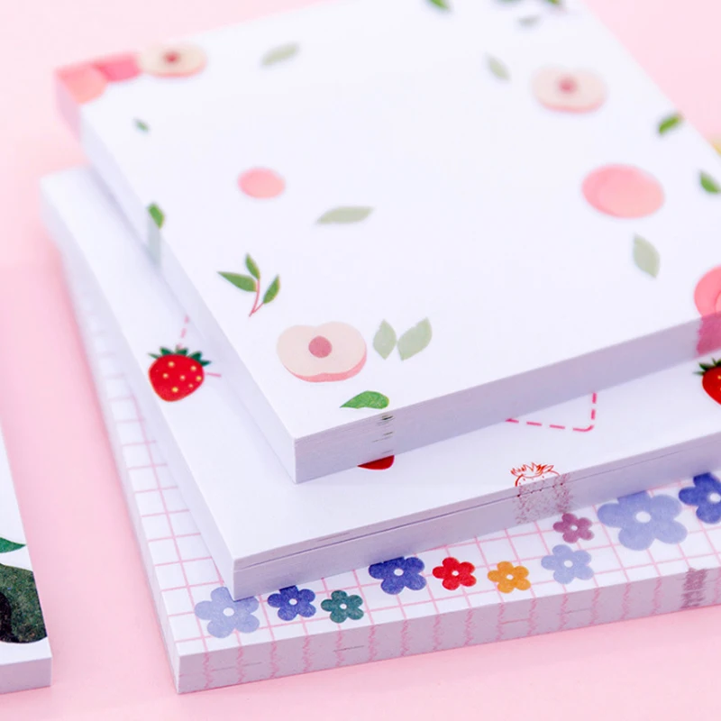 Cute Pattern Square Sticky Notes, Memo Pad, Message Notebook, Presentes, 80 folhas por pacote