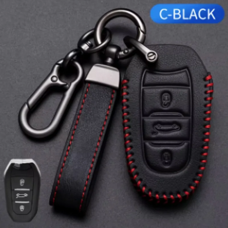 

Oli Leather Car Key Case Shell Cover For Peugeot 308 408 508 2008 3008 4008 5008 Citroen C4L C6 C3-XR Picasso DS3 DS4 DS5