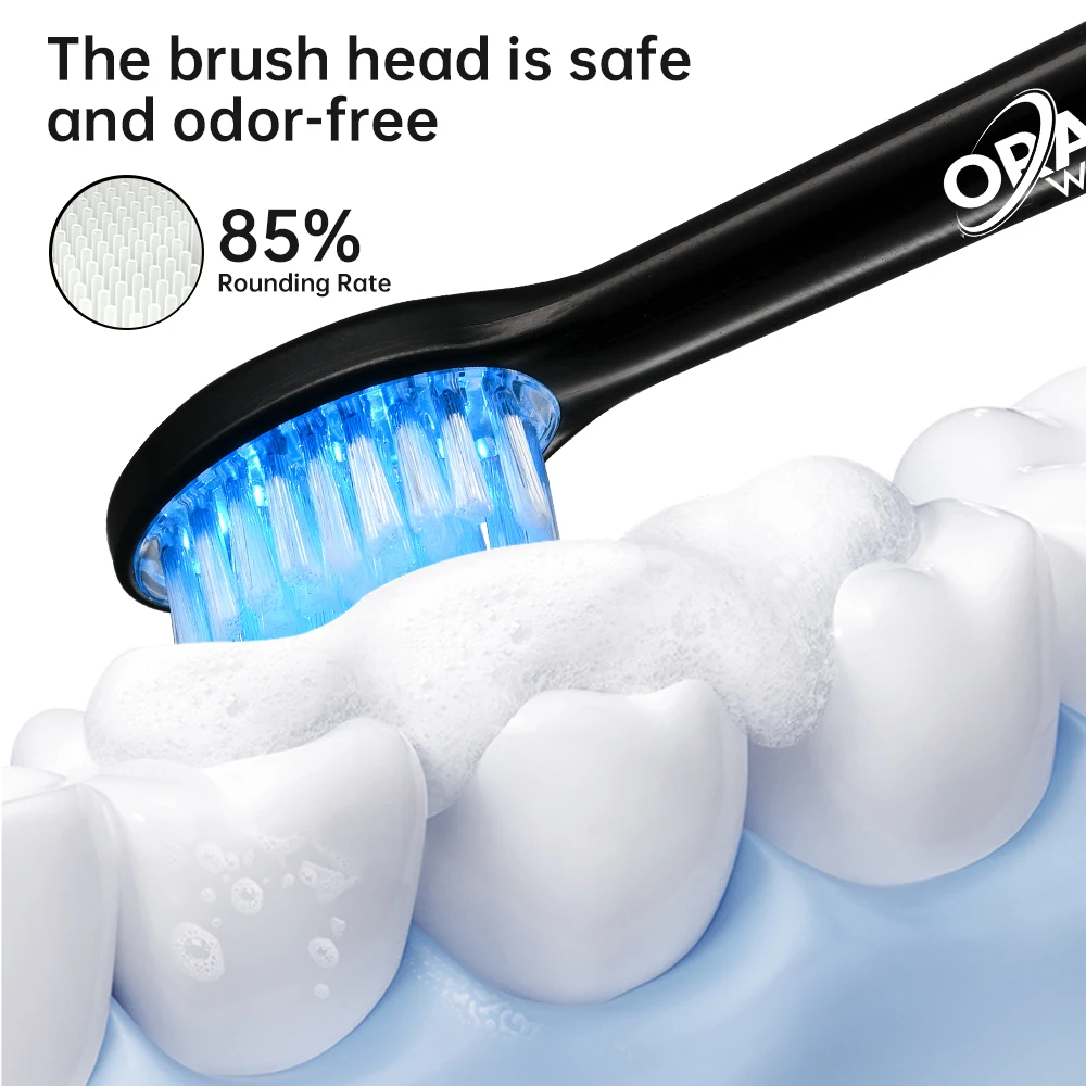 Groothandel thuisgebruik Hoge kwaliteit effectieve reiniging 4 modi Blauwe led zachte haren Zwarte luxe elektrische tandenborstel