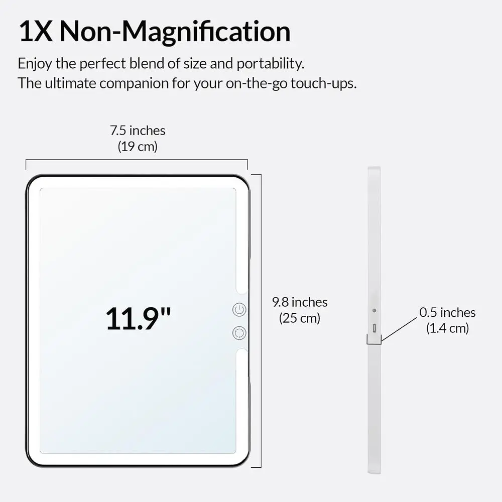 مرآة مكياج محمولة بإضاءة LED، 100 LED، قابلة لإعادة الشحن، قابلة للطي، 11.9، قوس قزح #5