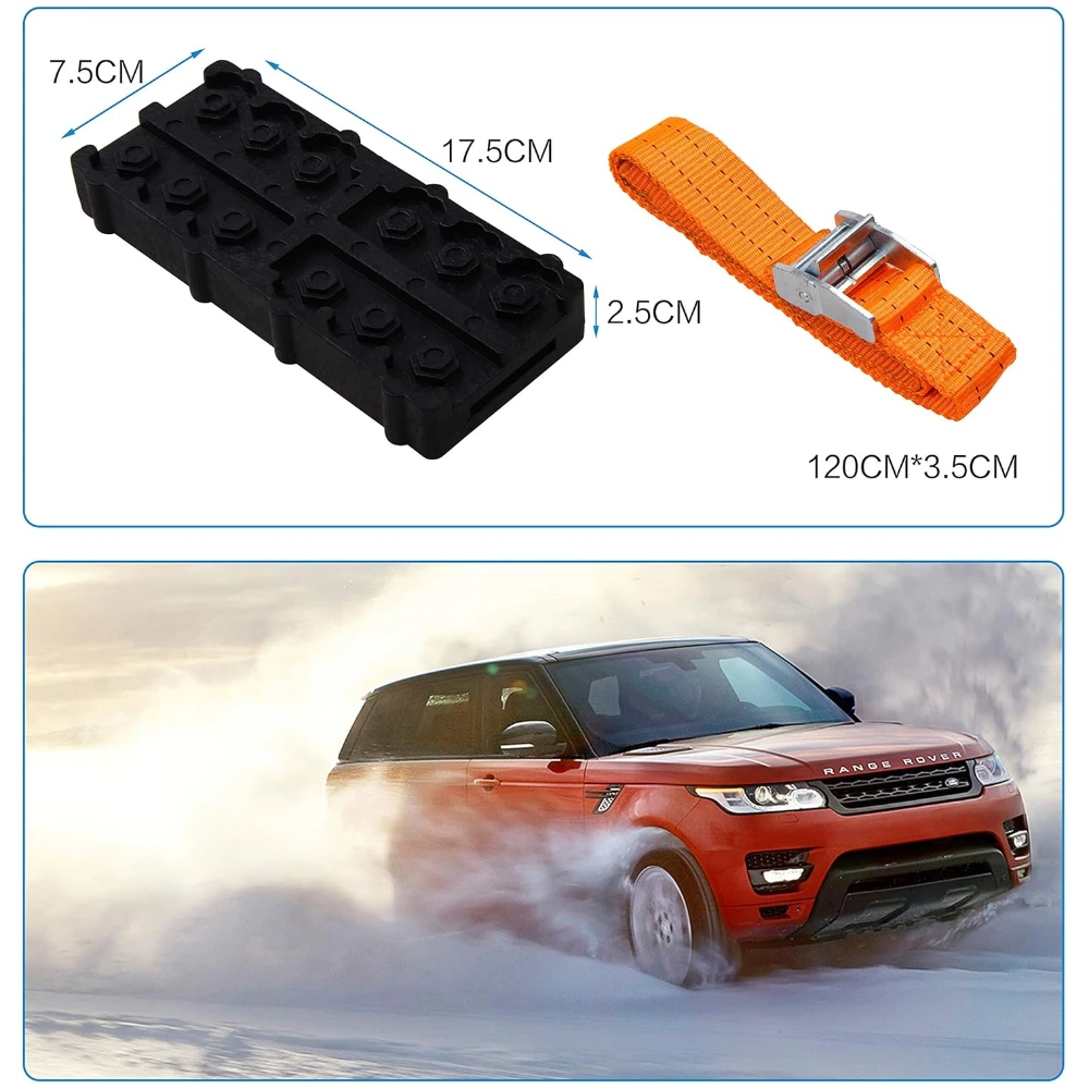 Anti-Skid Tire Chain Emergency Anti-Skid Tire Blocks High Strength Snow Chains Mud Sand Tire Traction Device Winter Driving