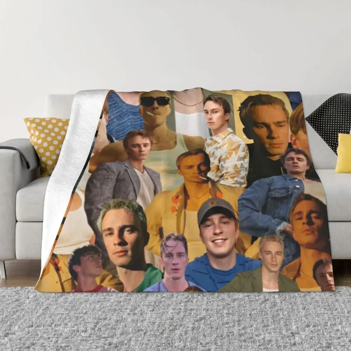 

drew starkey photo collage Throw Blanket Heavy Extra Large Throw Plaid on the sofa Blankets