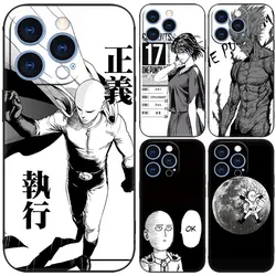 Anime One Punch Man Black Phone Case For Apple iPhone 15 14 13 12 Mini 11 Pro MAX XR X XS 7 8 Plus SE 2020 2022 Cover