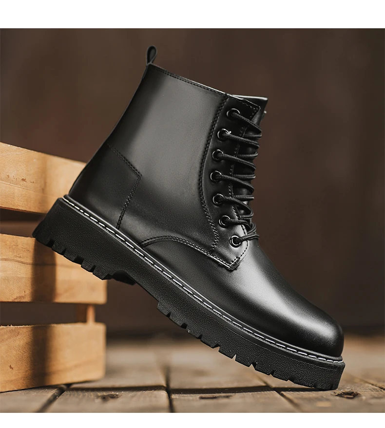Herren-High-Top-Stiefel, Herrenschuhe, mittelhohe Schaftform, bequemes Innenfutter, modisches Obermaterial, guter Halt, große Größen, geeignet für den Innenbereich. – Detail 14