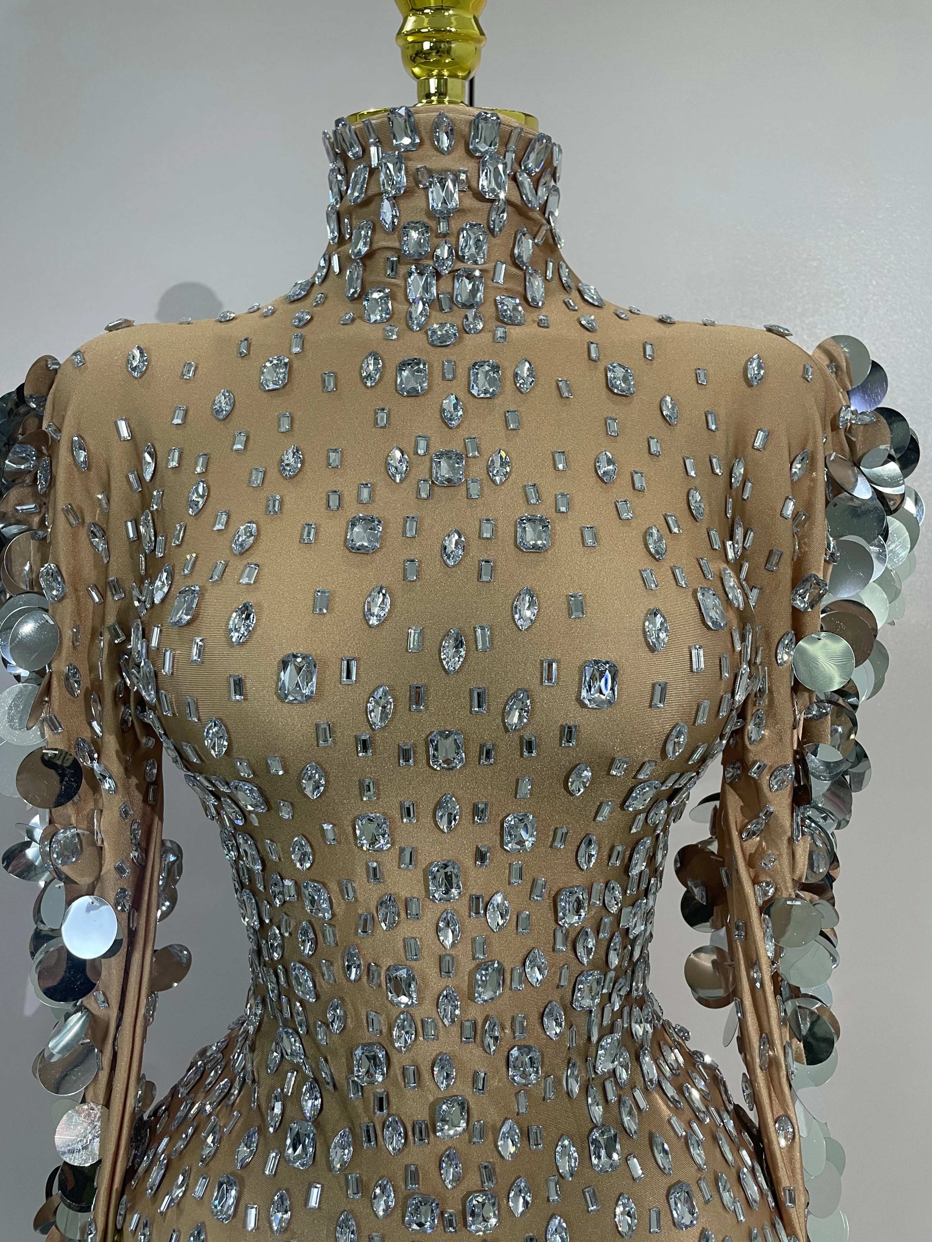 

Women Spandex Stretch Bodysuit Luxury Sparkly Rhinestones Birthday Party Nightclub Bar DJ Singer Performance Sexy Stage Costume