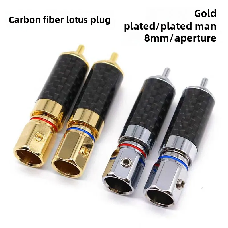 4pcs Hifi RCA Plug High Performance Carbon Fiber Rhodium plated RCA Spaeker cable RCA Socket plug audio cable connector