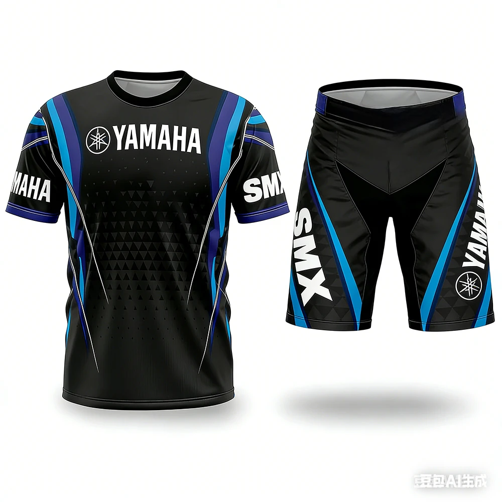 New Summer YAMAHA Men Women Motorcycle Riding T-shirt set Loose Breathable Quick Drying Off-Road Racing Suit Sports T-Shirt - Image 2