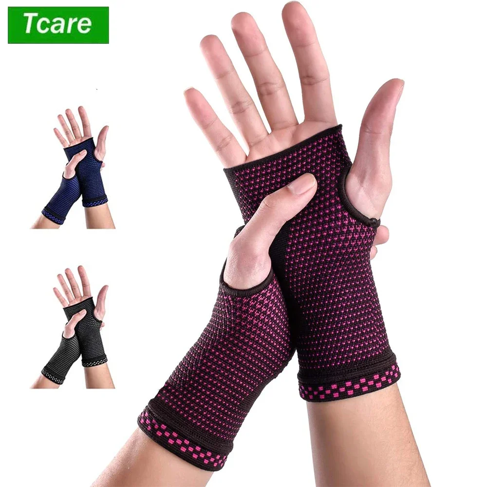 1Pair Wrist Compression Sleeves for Carpal Tunnel and Pain Relief Treatment, Unisex Wrist Support Breathable and Sweat-Absorbing