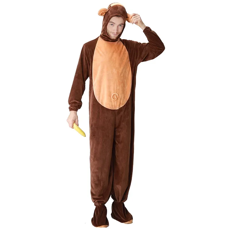 Animal Costumes Monkey Costume for Child Adult Family Matching Boy Girl Chimp Cosplay Jumpsuit for Men Women