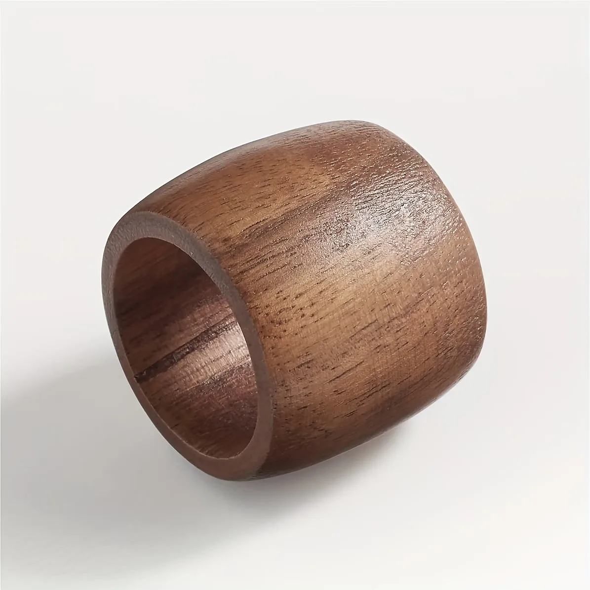 Solid Color Wooden Napkin Ring, Napkin Clasp, Oval Brown Table Top Cloth Ring
