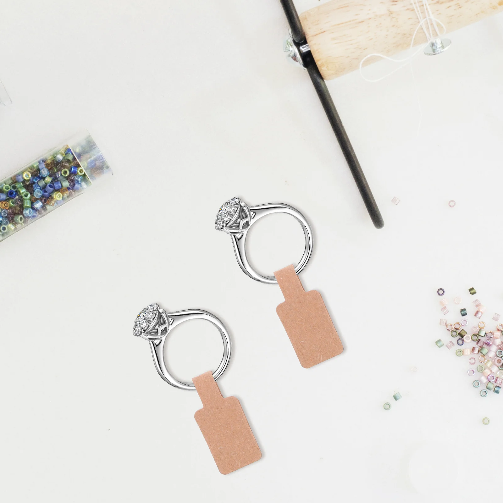 

300Pcs Jewelry Sticker Tags Brown Paper Blank Adhesive Labels for Retail Jewelry Display Pricing Paper Blank Sticker