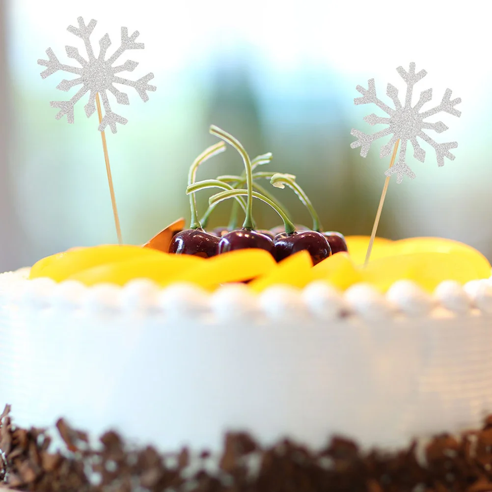 

150Pcs Winter Snowflake Cake Toppers Sparkling Birthday Cupcake Party Decorations Married Decoration Snowflake Cupcake Toppers