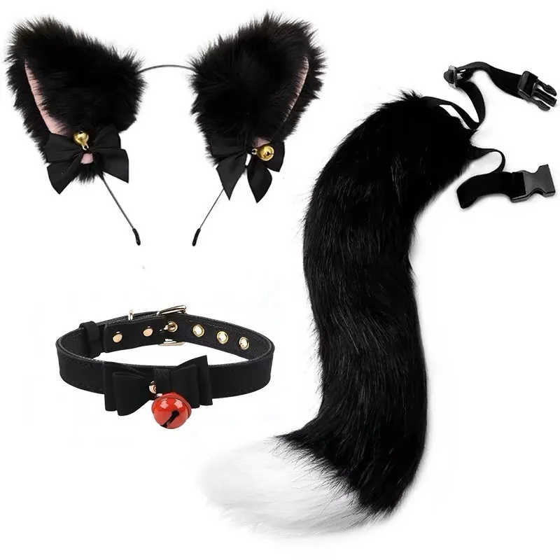 Cosplay Cat Ear Headband Cat Tail Adult Sex Toy Cute Sexy Catgirl Animal Ear Hair Accessories Animal Tail Erotic Accessories Set