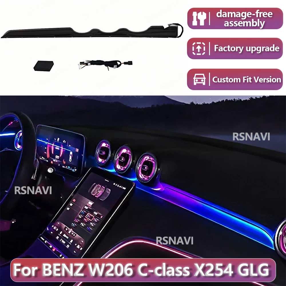 RSNAVI Factory settings For Benz W206 X254 GLC C-class 20419+ 64 Colors LED Dynamic Copilot Ambient Light Upgrade Interior