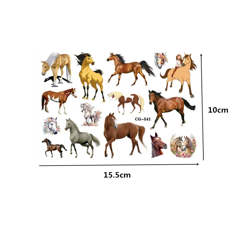 4 Sheets Racing Horse  Waterproof  Temporary Tattoo Sticker for Party Favors ( Send By Random )