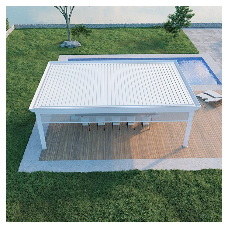 Modern Custom 3x4 Outdoor Aluminum Pergola New Chinese Pavilion Slant Roof Waterproof Eco-Friendly Easily Assembled Rodent Rot