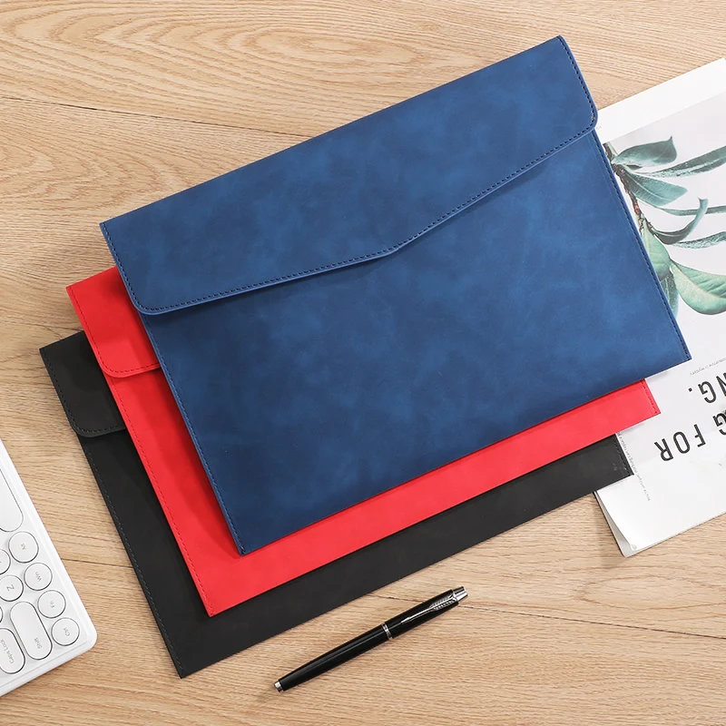 A4 PU Leather Document Bag with Pen Slot Metal Snap File Folder Office Paper Storage Organizer view 6