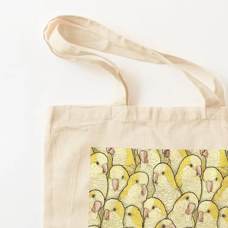 Yellow Lutino Quaker Monk Parakeets Tote Bag reusable grocery bags supermarket folding bag Gift bags tote bag men