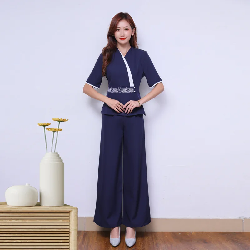 Esthetic Uniform Summer Short Sleeve Beauty Salon Suit Women's Spa Beautician Clothing Hotel Massage Workwear Korean Overalls