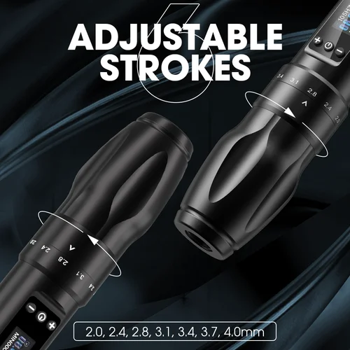 Imagen 2 del producto EZ-máquina de tatuaje con cartucho inalámbrico, pluma con batería, 6 golpes ajustables, 2,0mm-4,0mm, pistola de tatuaje para cartucho de agujas de tatuaje