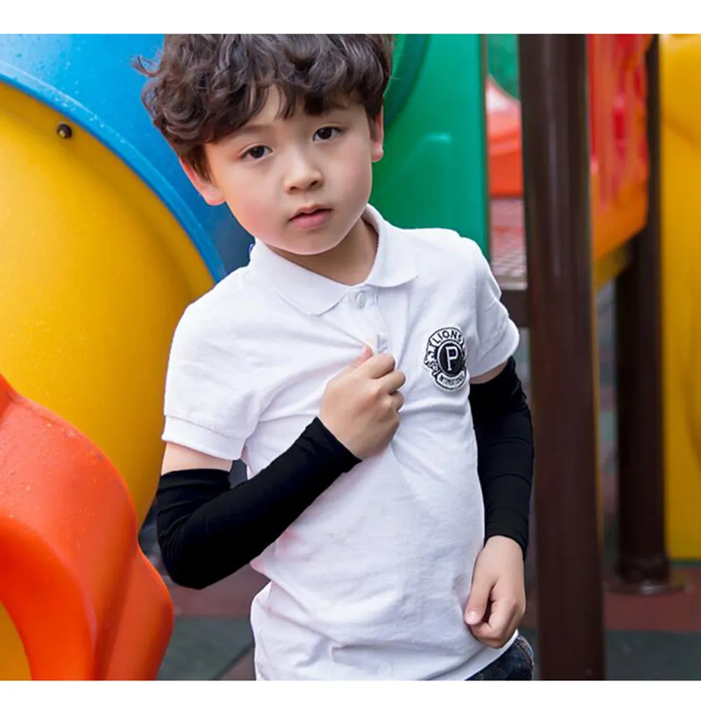 

2 пары детских солнцезащитных рукавов с УФ-защитой, дышащие длинные перчатки без пальцев для занятий спортом на открытом воздухе, езды на велосипеде, бега, садоводства, катания на лодках