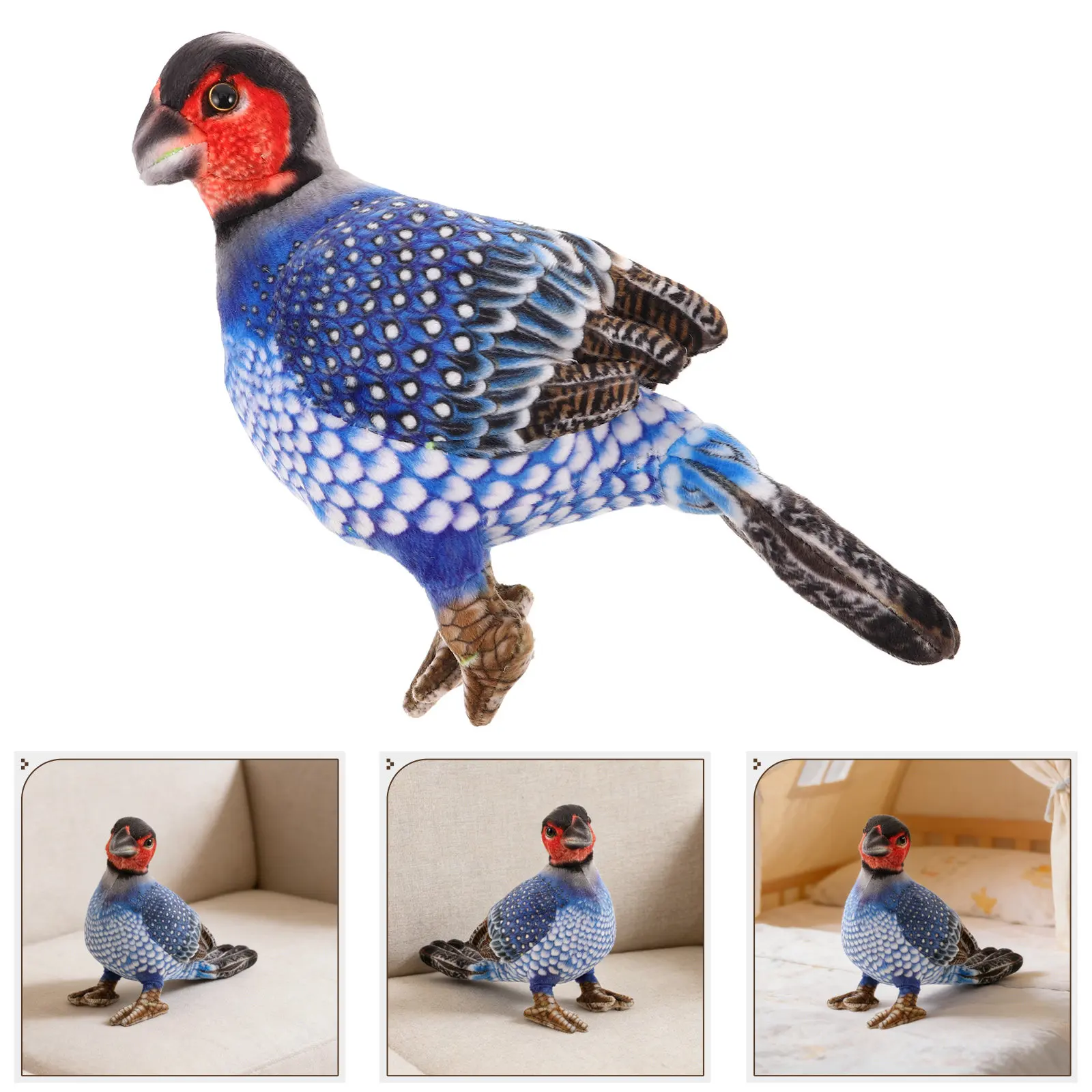 

Chicken Stuffed Animal Realistic Guinea Fowl Simulation Blue Cute Small Soft Animal Pillow for Office Desk Nursery Decor Gift