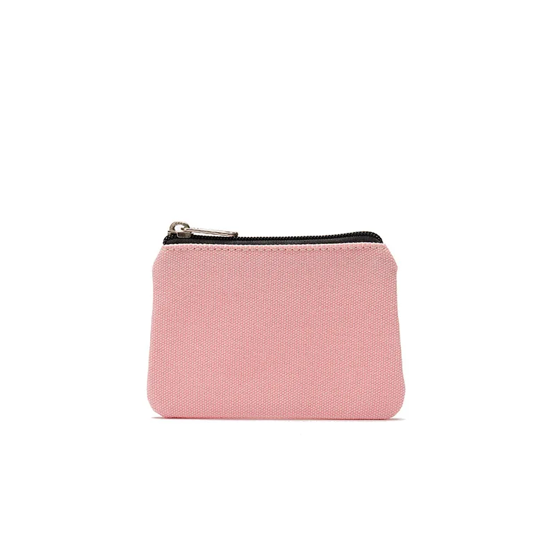 Cute Compact Change Purse Stylish Coin Carrier Case Small Zipper Change Bag Cotton Card Holder Wallet Minimalist Canvas Purse